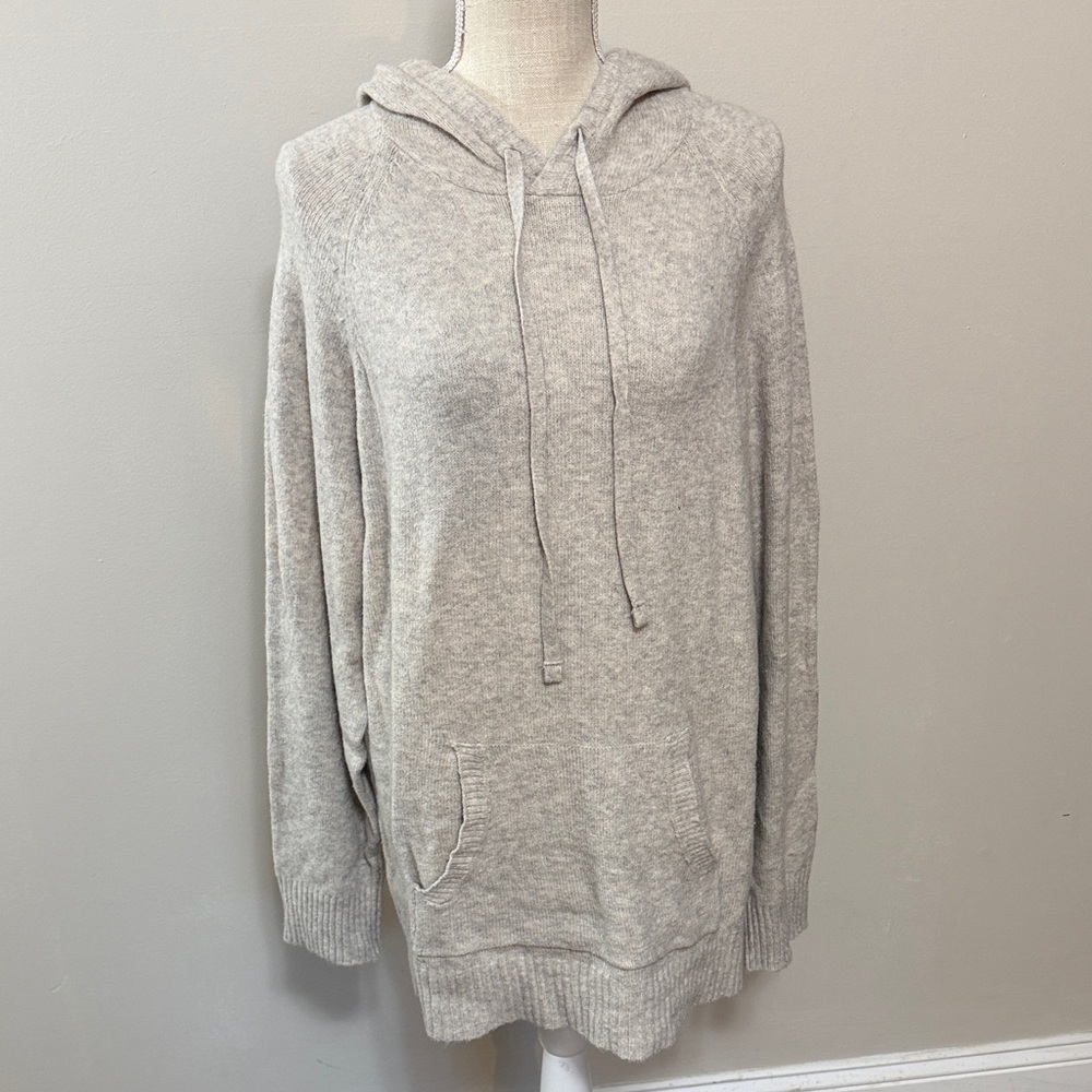 American Eagle Outfitters Light Gray Crewneck Hooded Sweater